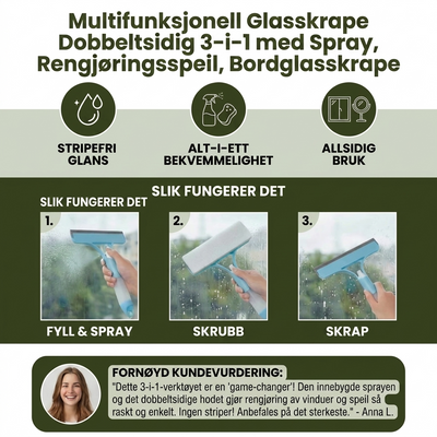 3-i-1 Multifunksjonell glassrengjøringsstang