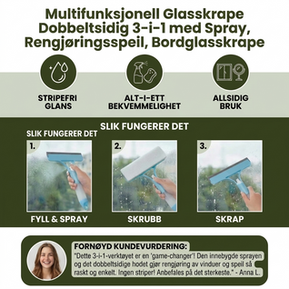 3-i-1 Multifunksjonell glassrengjøringsstang