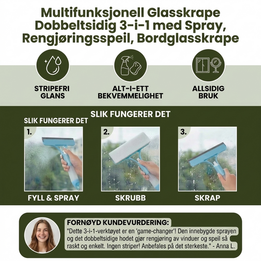 3-i-1 Multifunksjonell glassrengjøringsstang